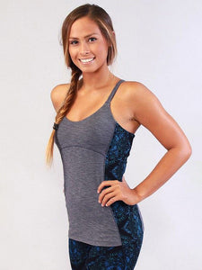 Terra Yoga Tank in Heather Charcoal and Henna Blue Green L - Kook Central