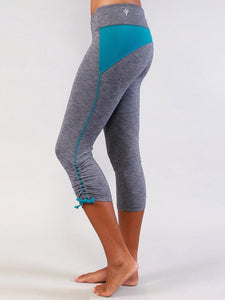 Helena Crops Yoga Pant in Heather Charcoal and Ocean Blue XL - Kook Central