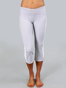 Luna Cropped Yoga Pants in Sky Gray and Optic White S - Kook Central