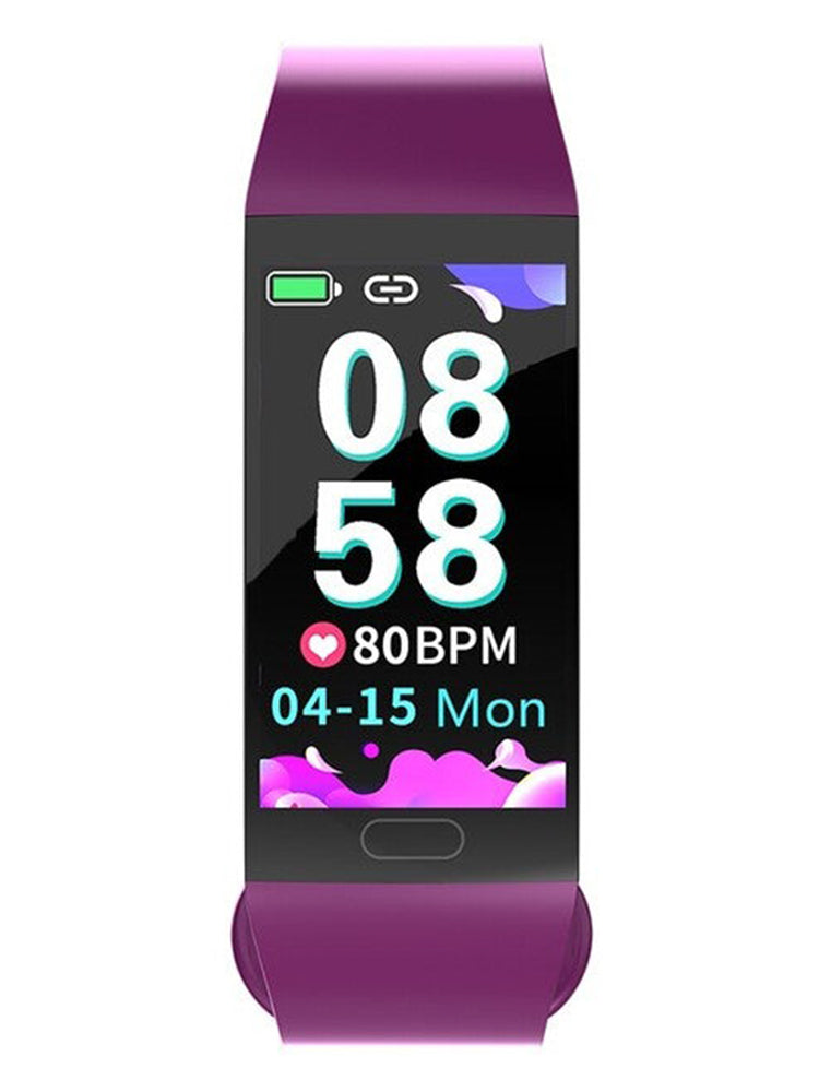 RD11 Color Screen Smart Bracelet Heart Rate Blood Pressure Sleep Monitor Smart Band Bluetooth IP67 Sports Watch for IOS Android PURPLE - Kook Central