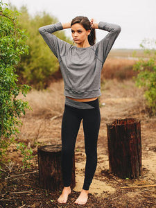 Pele Fitted Yoga Leggings in Raven Black and Heather Charcoal S - Kook Central